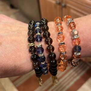 Set of  5 Beaded stretch bracelets set of 5